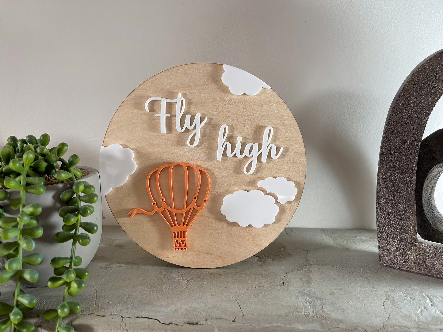 Hot air balloon plaque, nursery, child's bedroom sign, nursery decor, bedroom decor, clouds,