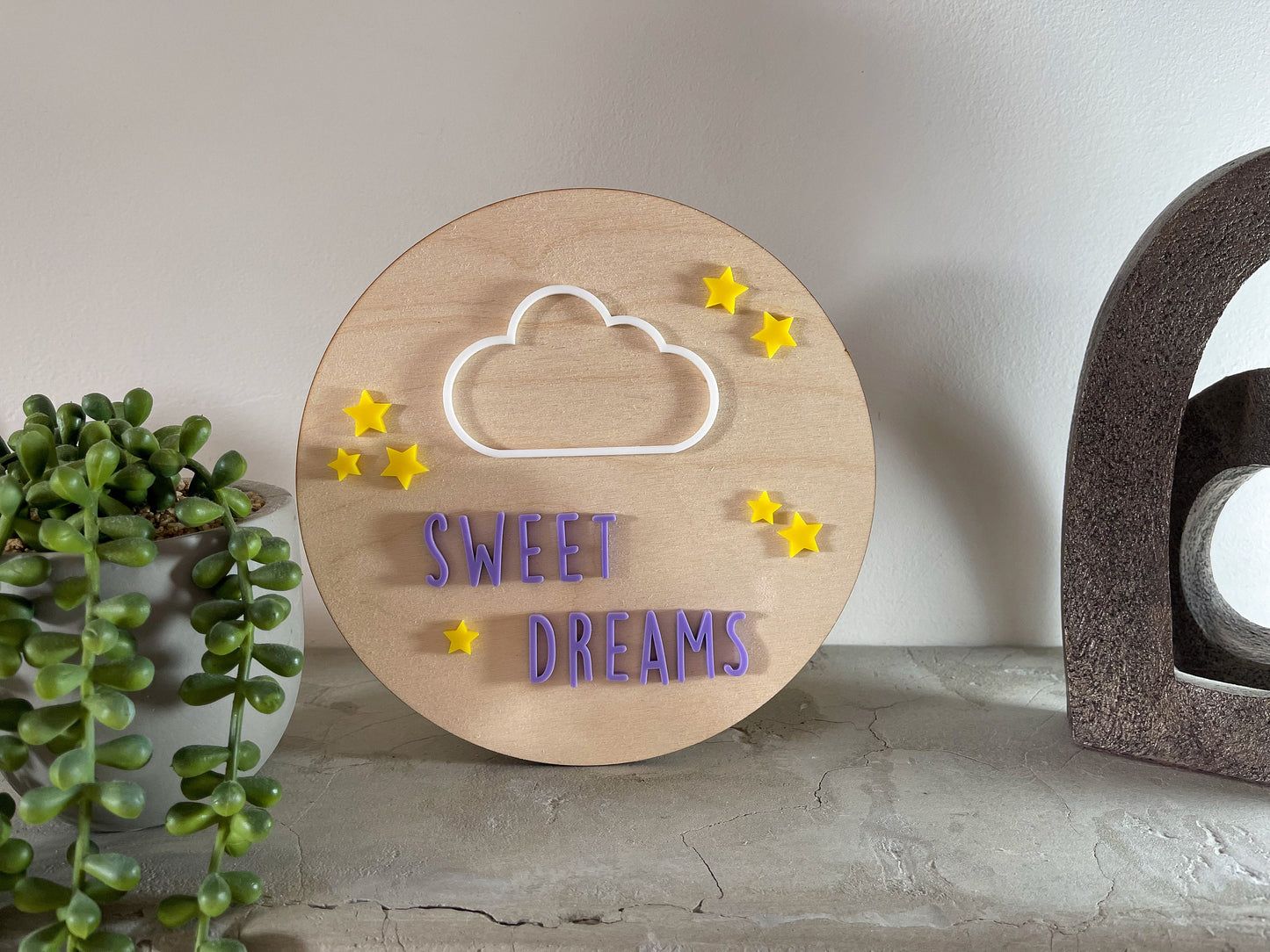 Sweet Dreams plaque, nursery, child's bedroom sign, nursery decor, bedroom decor, cloud, stars