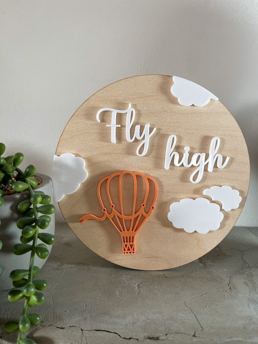 Hot air balloon plaque, nursery, child's bedroom sign, nursery decor, bedroom decor, clouds,